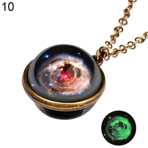 Unico Luminoso Universe Galaxy Pianeta Collana In Vetro di Glow In The Dark Cosmic Pendente Della Collana Della Sfera per Unisex Dei Monili Dell'annata: 10