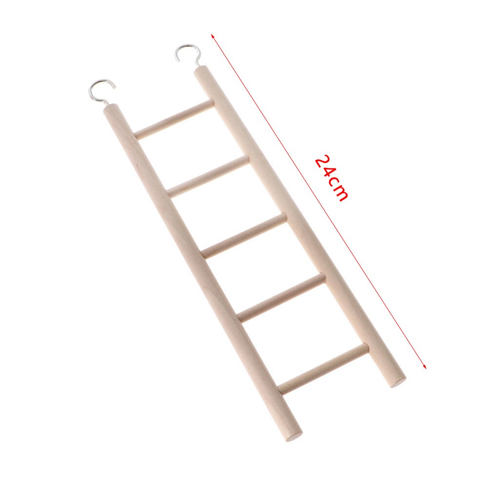 Juguete de escalera de madera para pájaros, rascador oscilante, Hamsters de escalada, escalera de 3/4/5/6/7/8, jaula de loro, juguetes colgantes para mascotas, 1 Uds.: 24cm