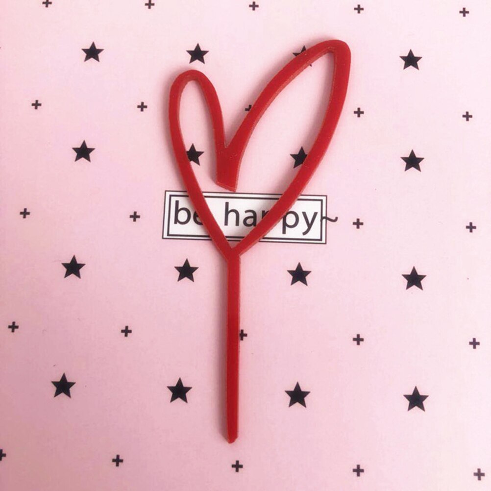 1pc Heart Pattern Happy Birthday Acrylic Cake Topper Wedding Cupcake Topper