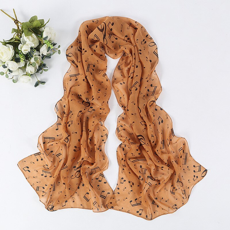 Sciarpe lunghe in voilà lungo da donna scialli stampati con Nota musicali avvolge sciarpe sottili autunnali alla moda