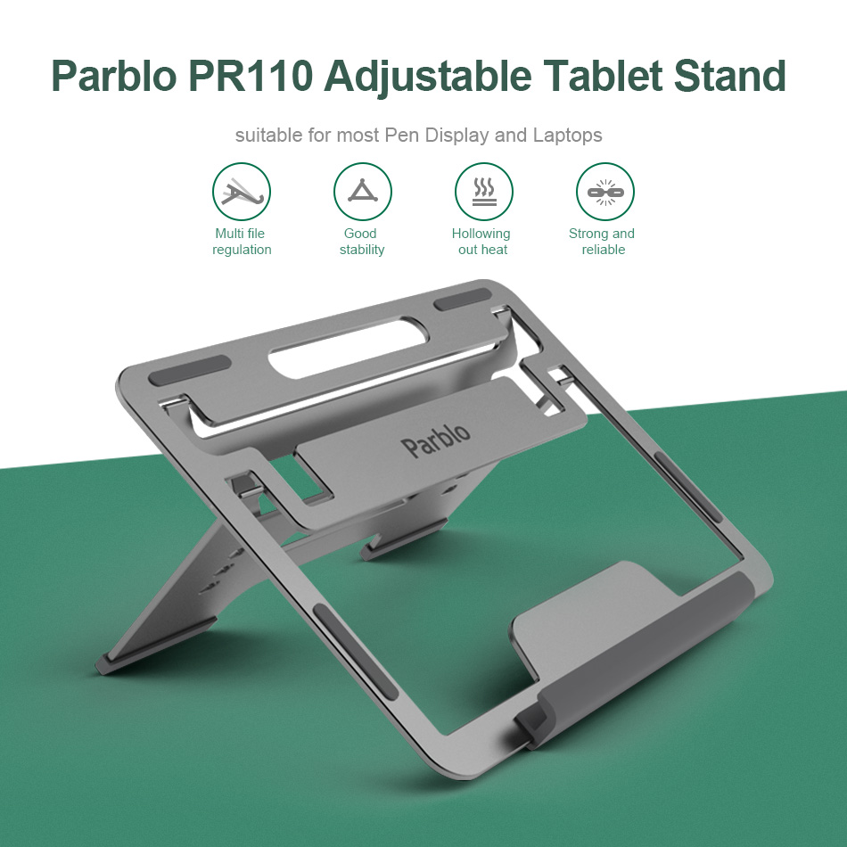 Parblo PR110 Adjustable Tablet Stand with Metal Appearance Suitable for tablet Display iPad and Laptop foldable stand