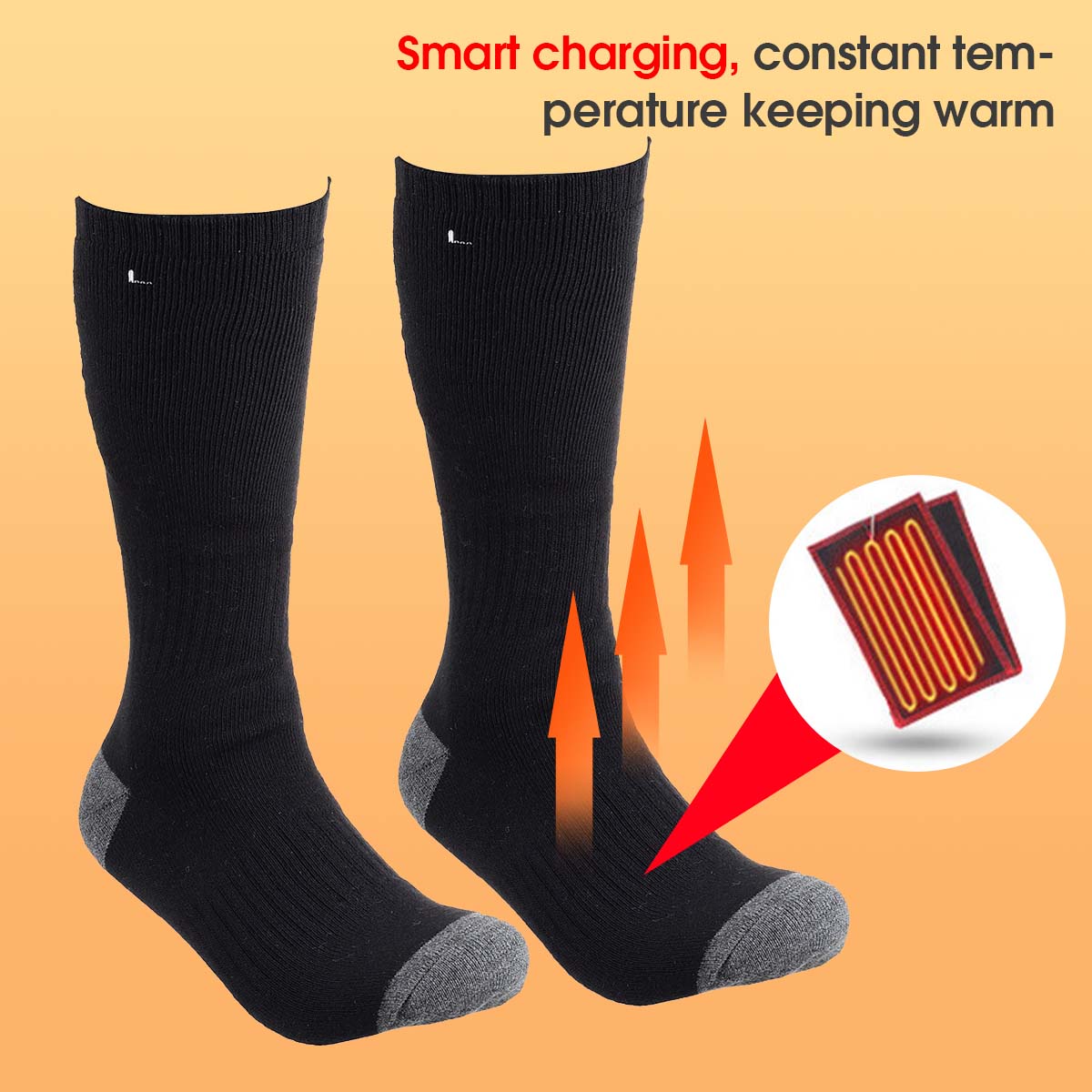 1 Pair Electric Heated Socks Winter Thermal Skiing Heated Socks Nano Fiber Wire Heating Keep Warming Sock Men Women
