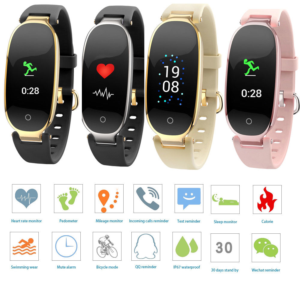 S3 Kleur Screen Smart Polsbandjes Vrouwen Horloge Fitness Waterdichte Armband Hartslagmeter aan Dame voor IOS Android Telefoon