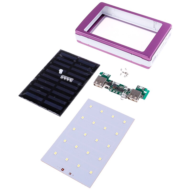 1 Set 5X18650 Powerbank Cover Power Bank 18650 Zonne-energie Bank Case Diy Box Dual Usb Kit Telefoon lader Zaklamp: Purple