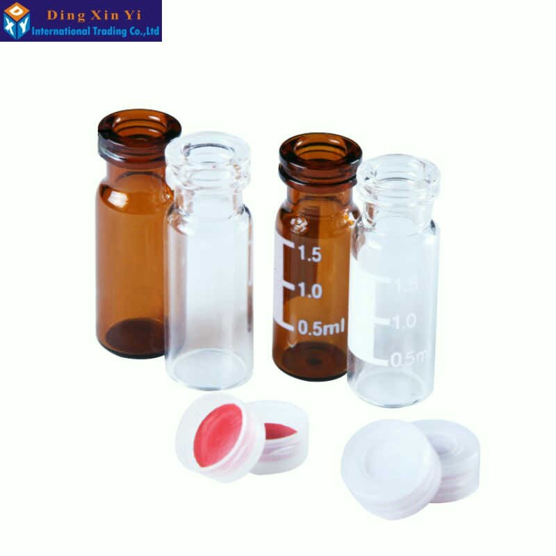 100/lot 1.5/2ml autosampler headspace vials HPLC Transparent Top jaw chromatographic bottle, Suitable for Agilent Waters Varian