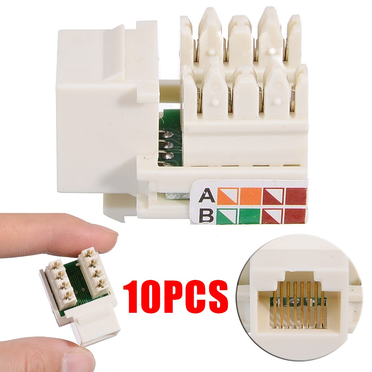 For Computer Connectors 10Pcs/set RJ45 CAT5e Keystone Jack Ethernet Network Clip Module Wall Plug Connector Mayitr