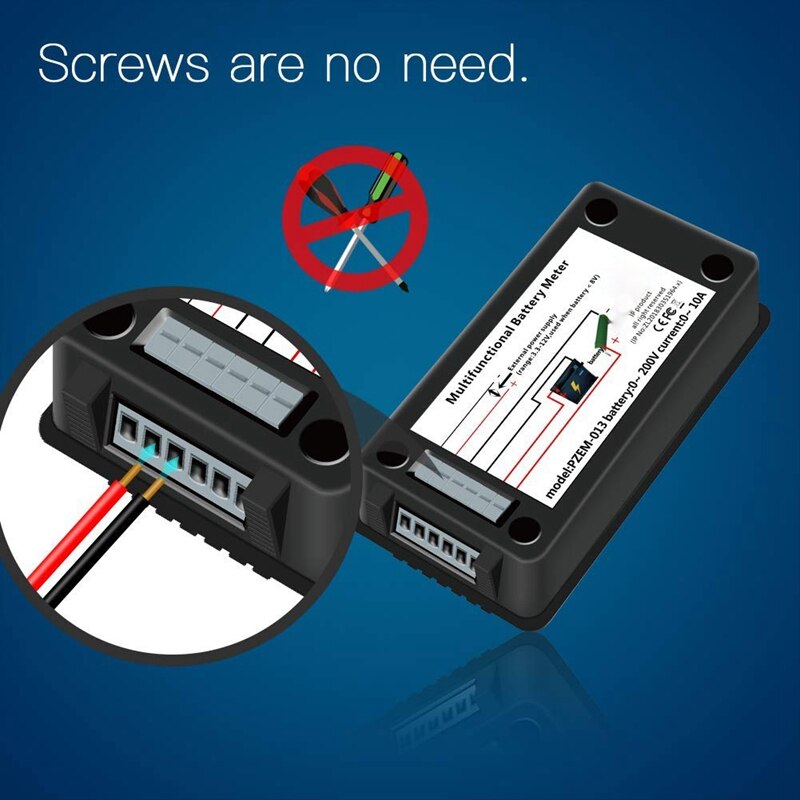 Multifunction Battery Monitor Meter,0-200V,0-300A (Widely Applied To 12V/24V/48V RV/Car Battery) LCD Display Digital Current Vol