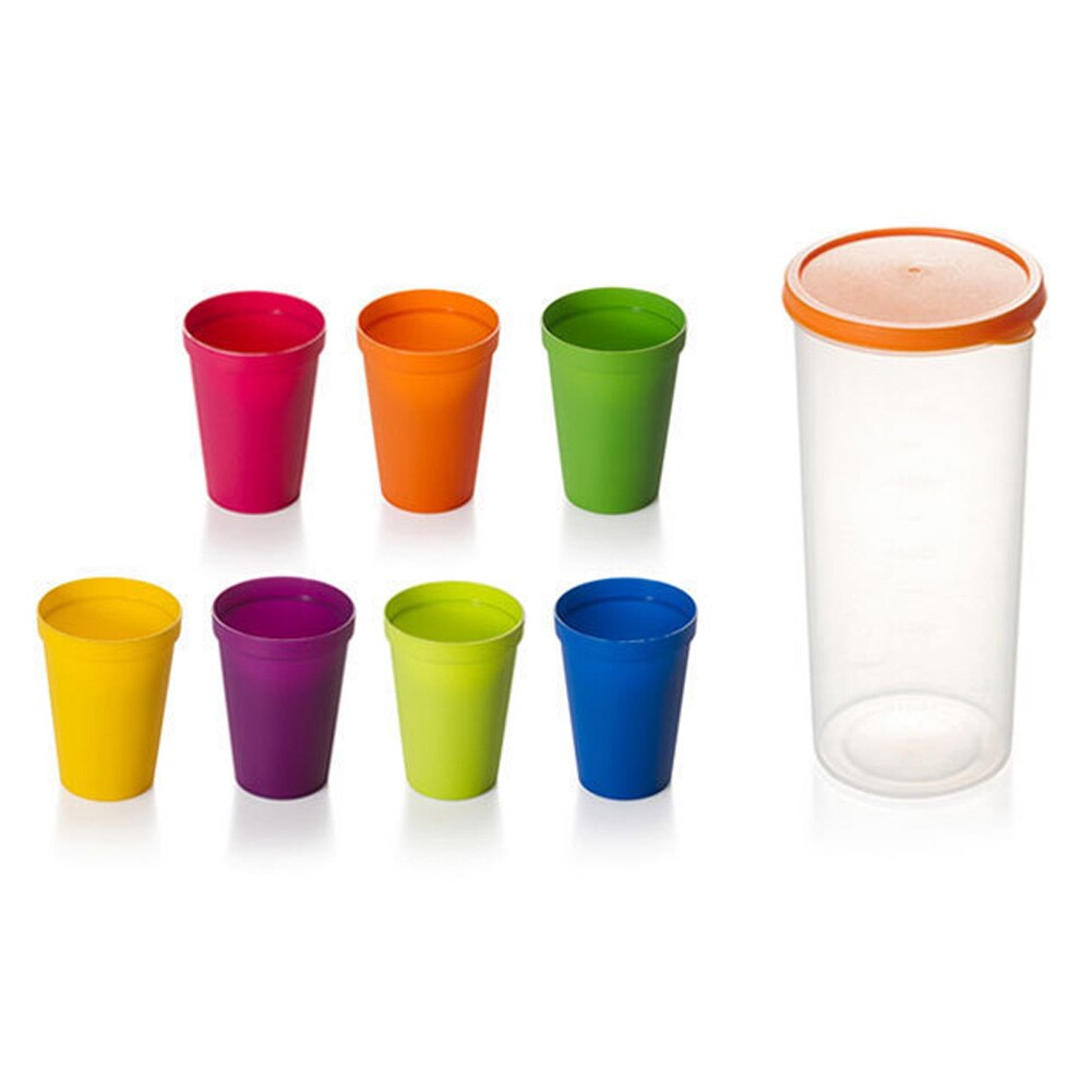 7 stks/set 7 kleur draagbare Regenboog pak cup picknick toerisme plastic cup koffie huishouden cups Kleur Willekeurige