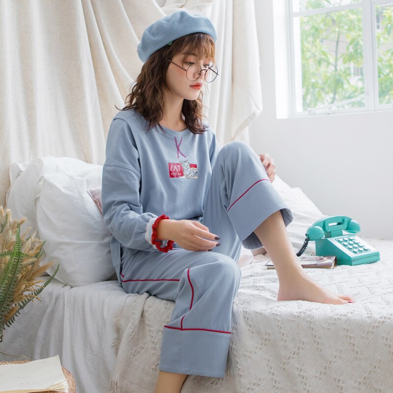 Maternity Nursing Pajamas Spring Autumn Cotton Breastfeeding Sleepwear Postpartum Feeding Clothing Pregnancy Nightwear Set
