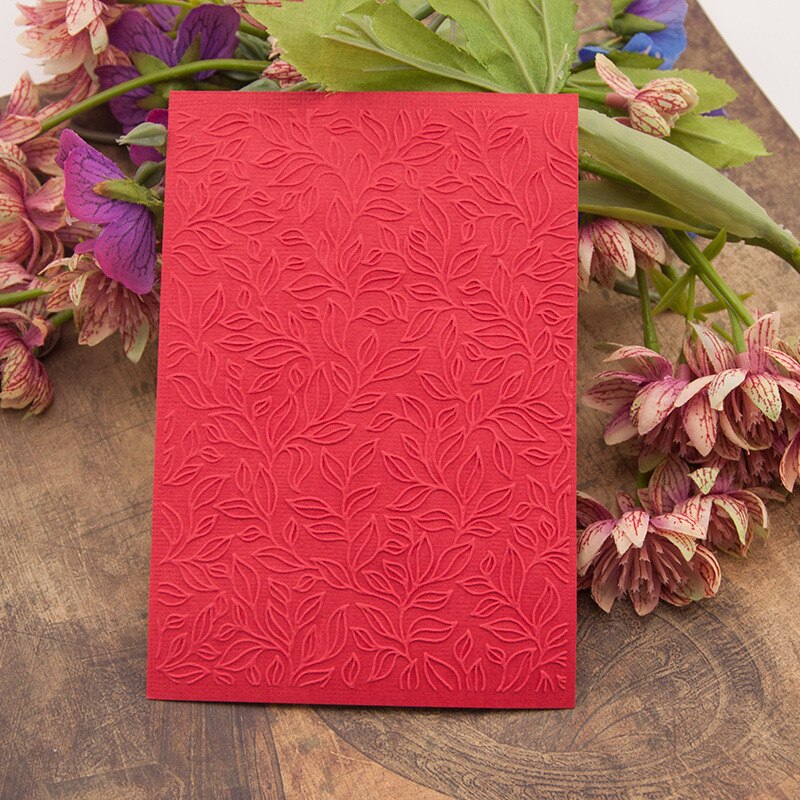 Plastic Embossing Folders Black Leaf Pattern Scrapbooking Template Craft Card Making Decoration Rectangle 14.5cm x 10.5cm, 1 pc