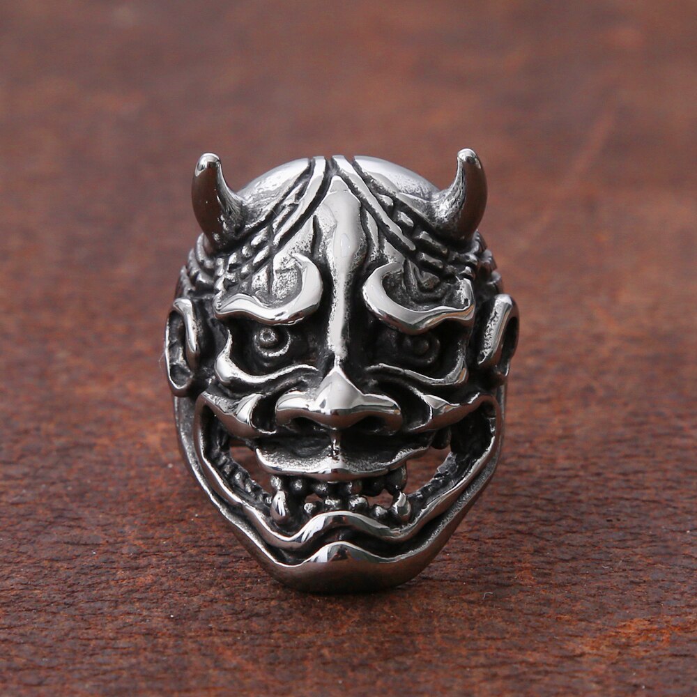 Gothic Skull Bull Hoofd Ring Mannen Punk Hip Hop Japanse Demon Rvs Schedel Ringen Voor Mannen Sieraden