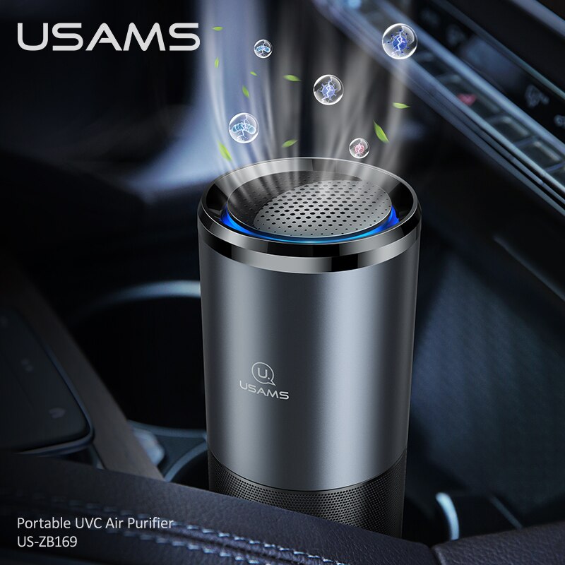 USAMS Car Air Purifier Air Cleaner Portable Ultraviolet Lamp Air Purifier Sterilization Oil Diffuser USB for Car Home Desktop