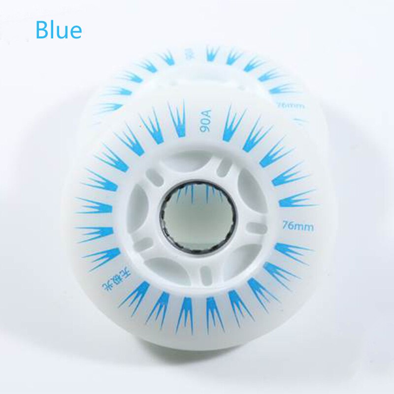 8 stk/sett aurora flash rulleskøyter lysende hjul for inline skate trening pu brems flatt blomsterhjul lysende 72mm 76mm 80mm