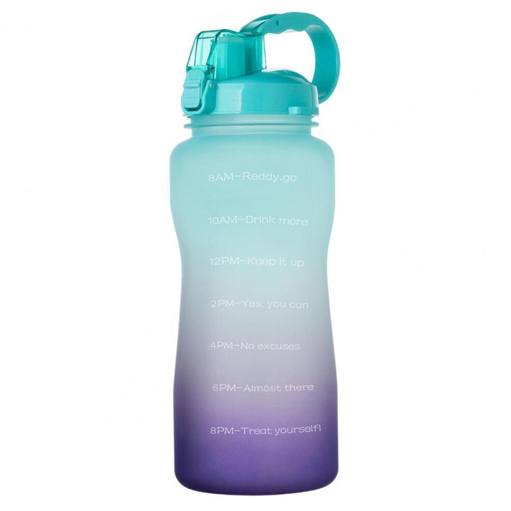 Tirtan 2L Stylish Outdoor Water Bottle Tasteless Kettle Time Marker for Fitness:  Green Purple