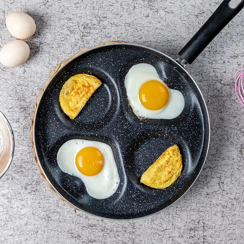 Fire-hullers stegegryde fortykket madlavning æg skinke pander non-stick ingen olie-røg morgenmadsmaskine køkkenværktøj