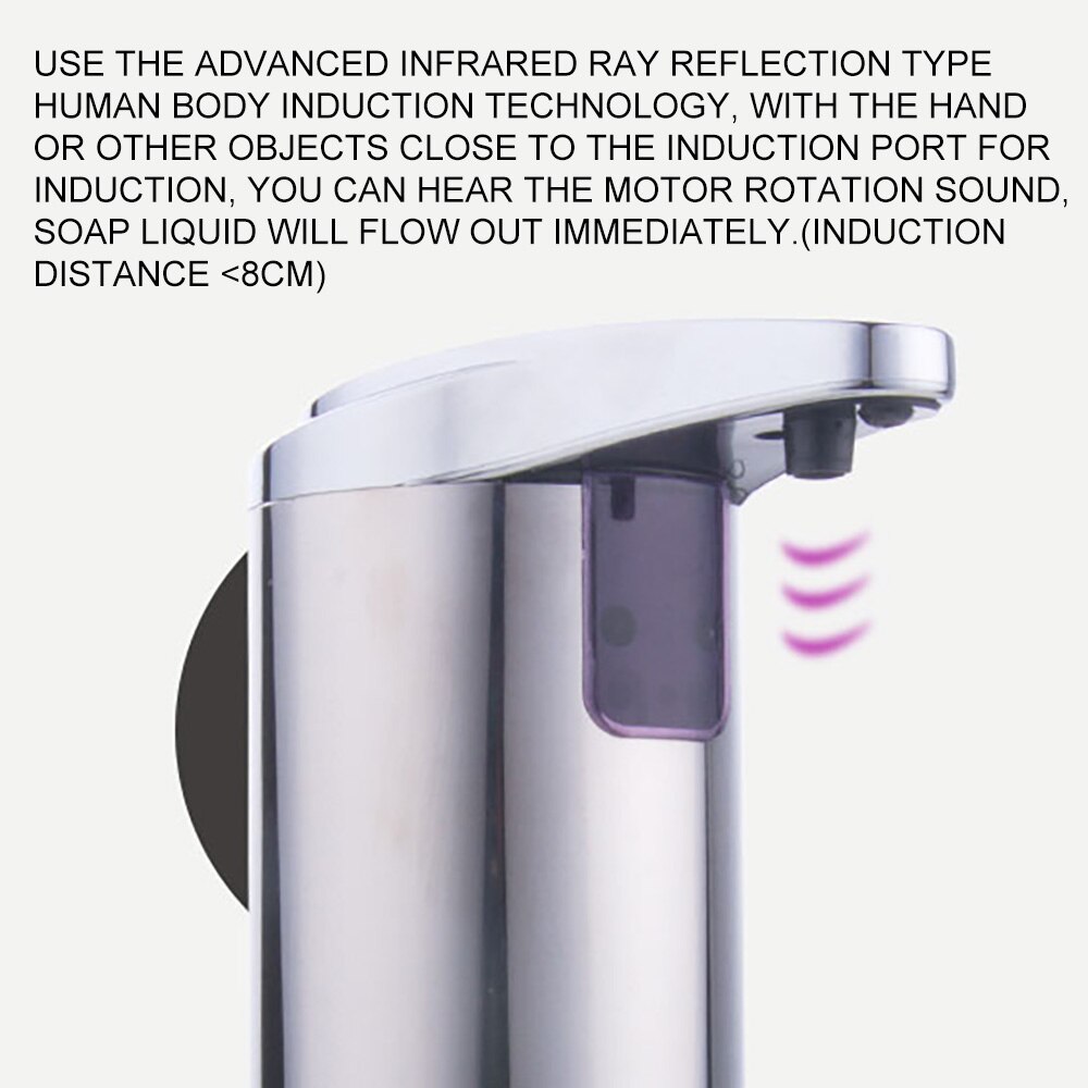 Edelstahl Automatische Seife Spender Infrarot Sensor Touchless Sanitizer Spender 250ml Für Schlecht Küche