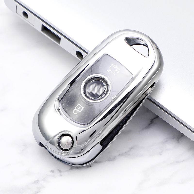 Funda de TPU para llave de coche, carcasa con tapa para Opel Astra K Corsa E, Buick VERANO ENCORE GX GL6: Plata