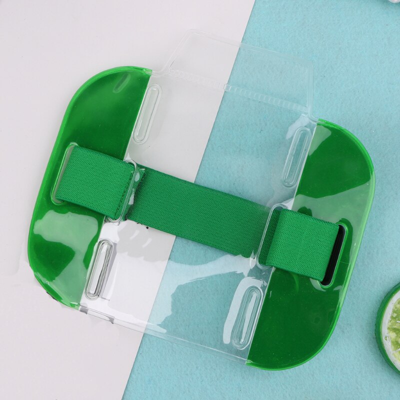 Brassard élastique pour carte d'identité, porte-Badge Photo, Mini sacs transparents en PVC couleur bonbon pour sport: green