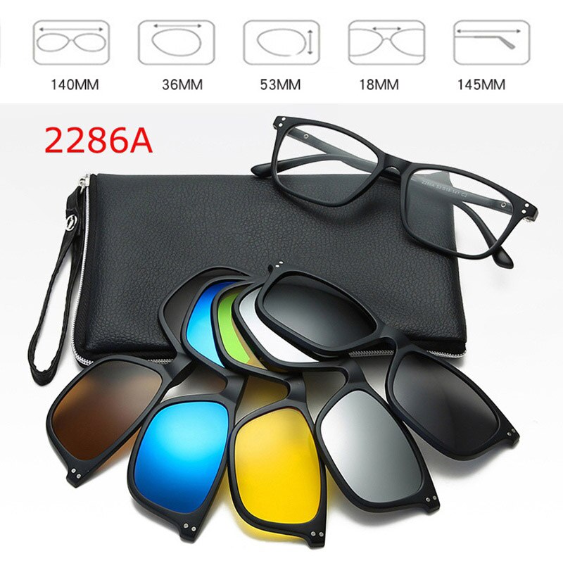 Moda optyczna ramka do okularów mężczyźni kobiety krótkowzroczność z 5 okulary przeciwsłoneczne w formie nakładki spolaryzowane okulary magnetyczne dla mężczyzn okulary RS1019: RS1019 2286A