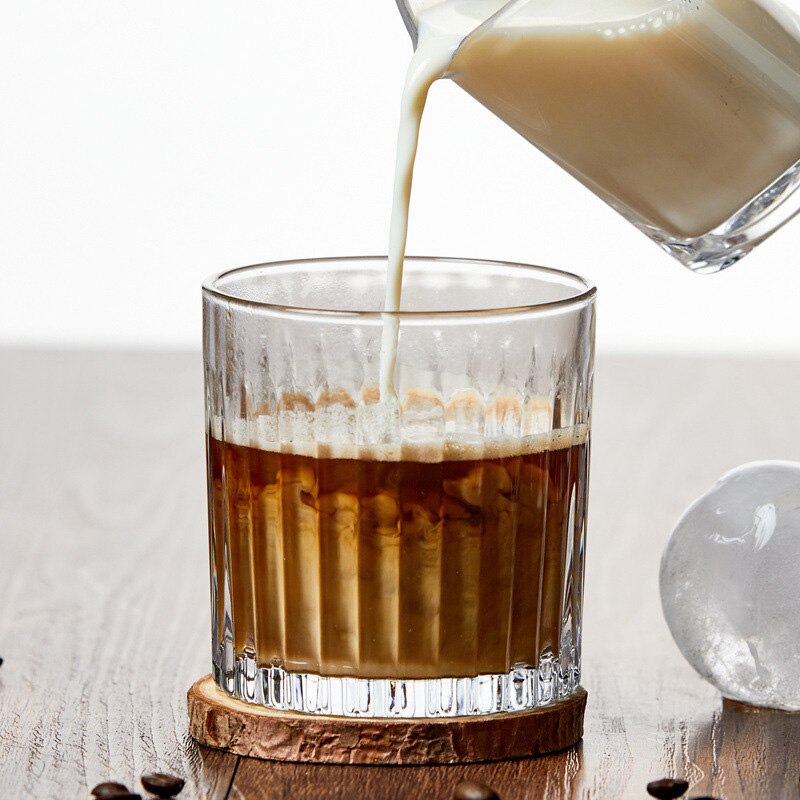 320ml Classical Transparent Vertical Pattern Whiskey Wine Glass Ice Coffee Cup