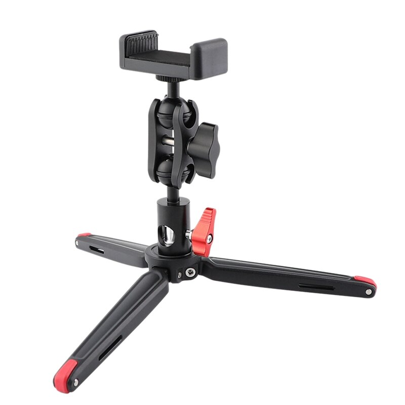Opvouwbare Mini Tafelblad Statief Met Telefoon Stand Dubbele Bal Hoofd Aanpassing Voor Camera Telefoon Reizen En Macro Fotografie