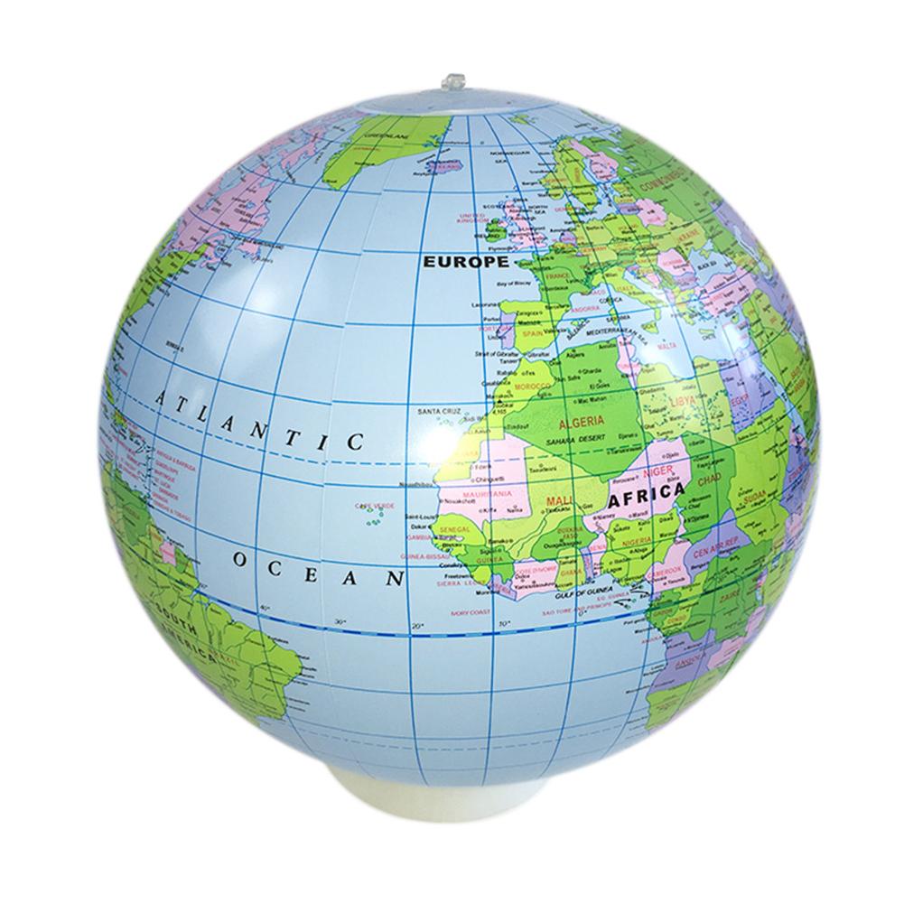 40cm Inflatable Globe World Earth Ocean Map Ball Educational Supplies Geography Learning Educational Beach Ball Kids Geography