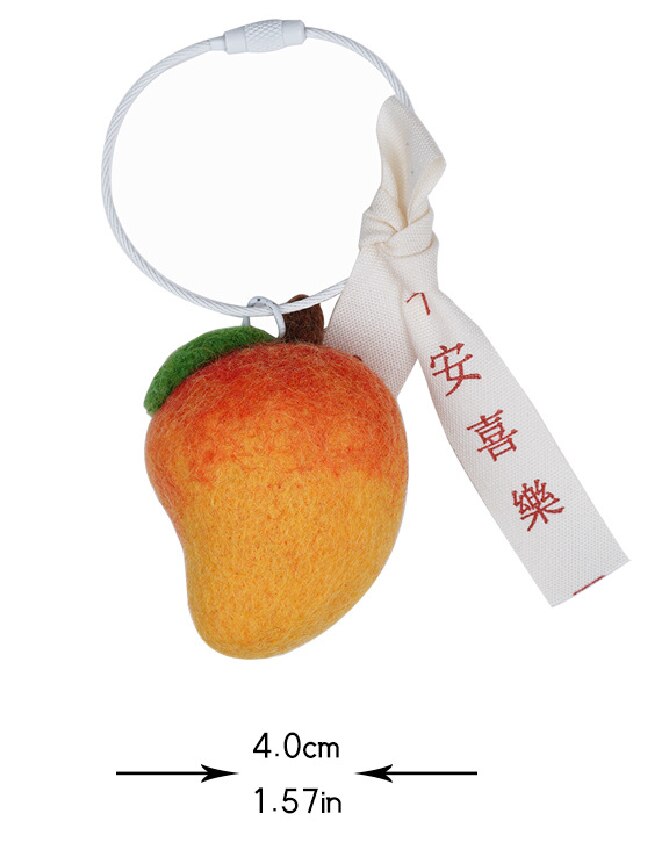 LLavero de fieltro de lana con mango de limón y melocotón, accesorio para decoración de felpudo, manualidades, DIY: Mangoes