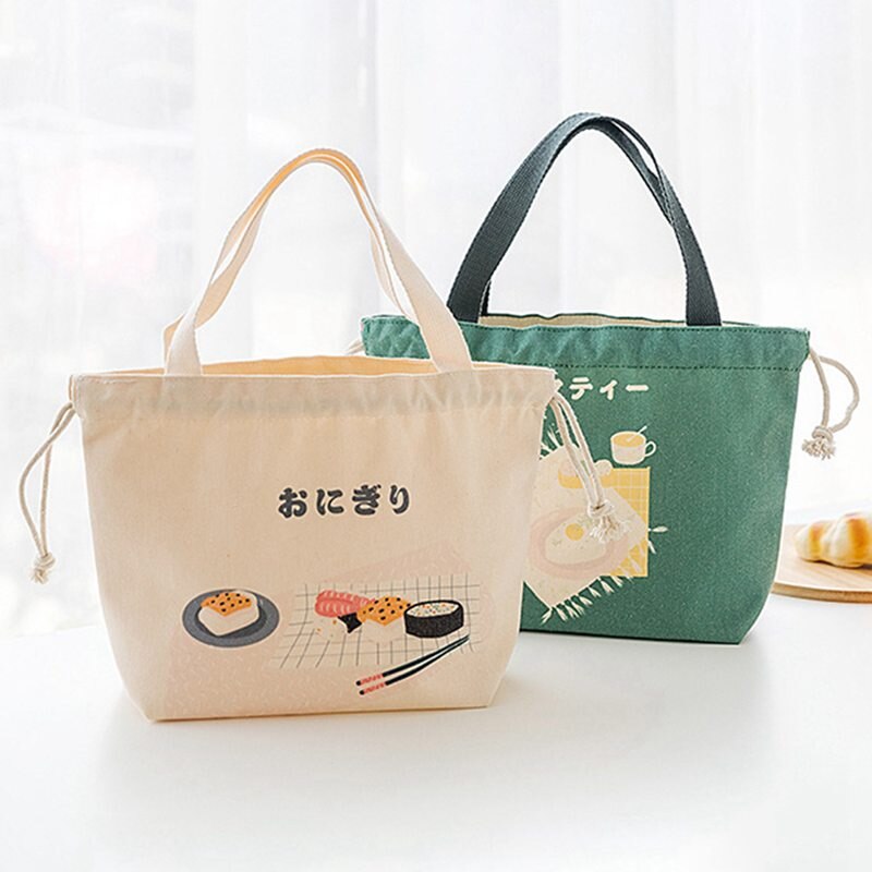 Japanese-style Lunch Food Box Bag Portable Thermal Insulation Canvas Lunch Box Bags Lunch Box Tote Food Bags Home Products