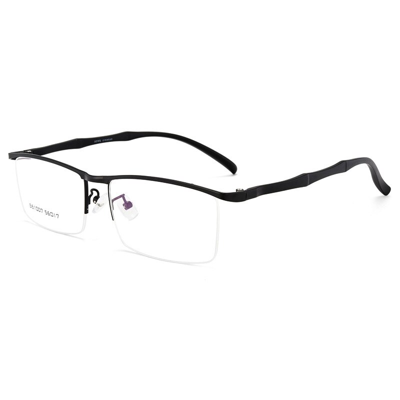 Business Mannen Browline Half Velg Brilmontuur Metaallegering Bril Mode Optische Brillen Mannen Bril Recept Frames: Black