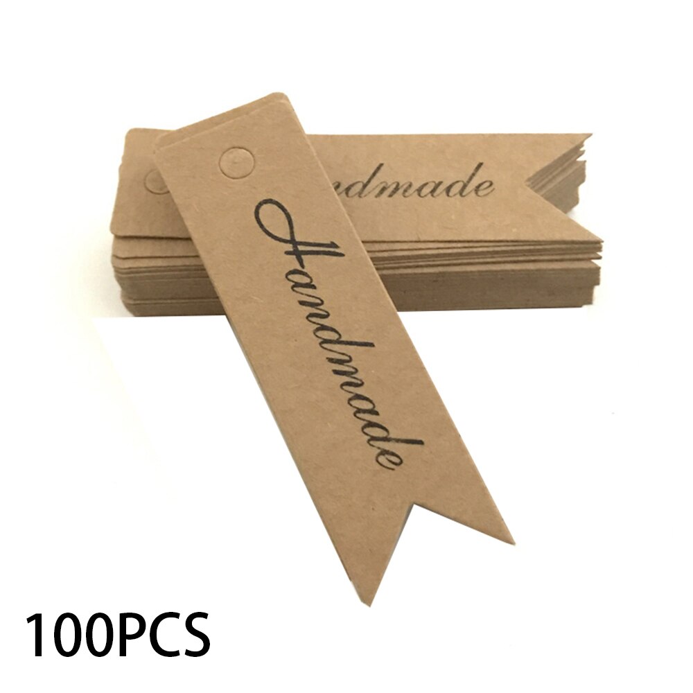 Etiquettes suspendues faites à la main | Étiquettes Kraft de remerciement pour mariage/bonbons/produits de bébé, 100 pièces/lot
