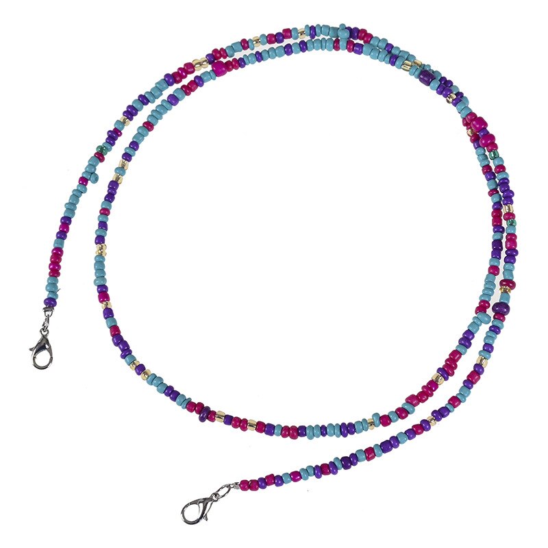 10 stuks regenboogkleurige masker glazen bedel kralen lanyard handgemaakte nek anti-dropping & lost dubbele gesp unisex ketting sieraden: Lichtgeelgouden kleur