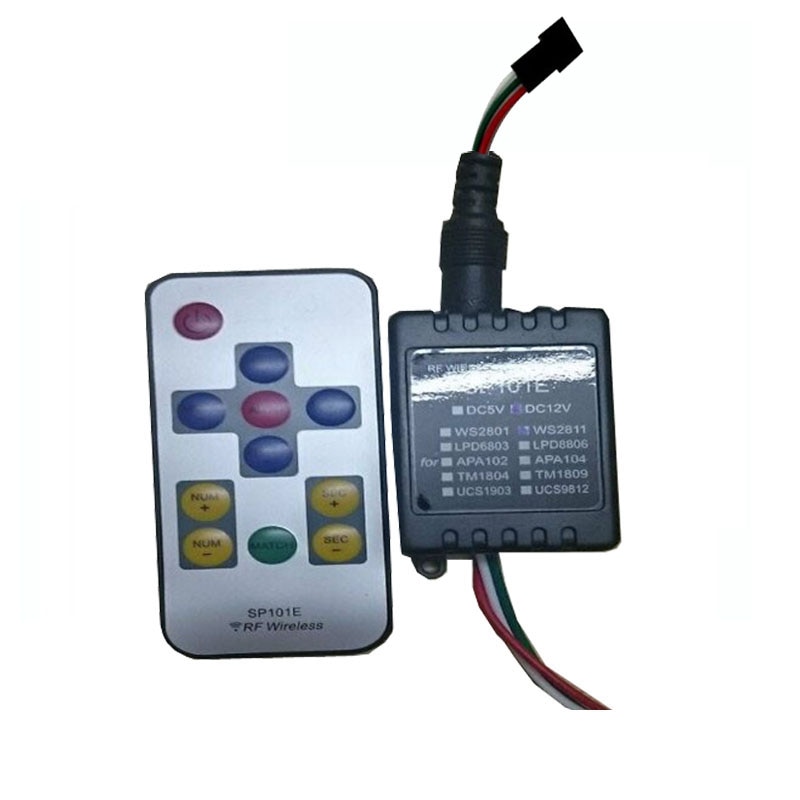 1X SP101E LED RF wireless controller can control WS2801,WS2811,LPD6803 LPD8806,APA102,APA104,TM1804,TM1809,UCS1903,UCS9812