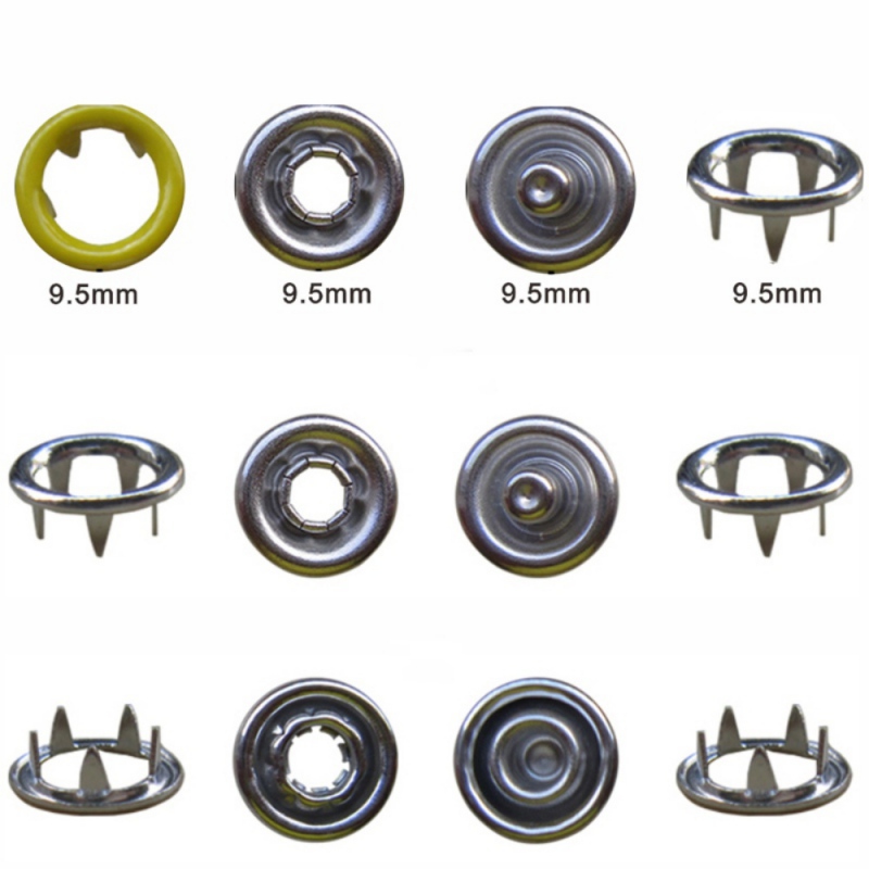 9.5mm 100 Sets 10 Kleuren Metalen Naaien Knoppen Prong Ring Drukknopen Snap Fasteners + Clip Tang DIY Kleding decoratie