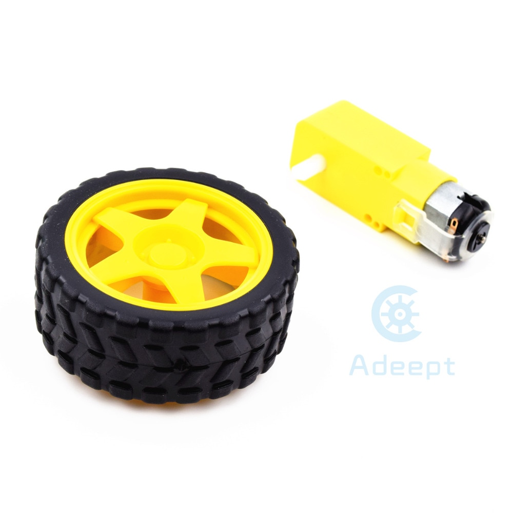 Adeept Smart Car Robot Plastic Tire Wheel with DC 3-6v Gear Motor for Arduino diy diykit