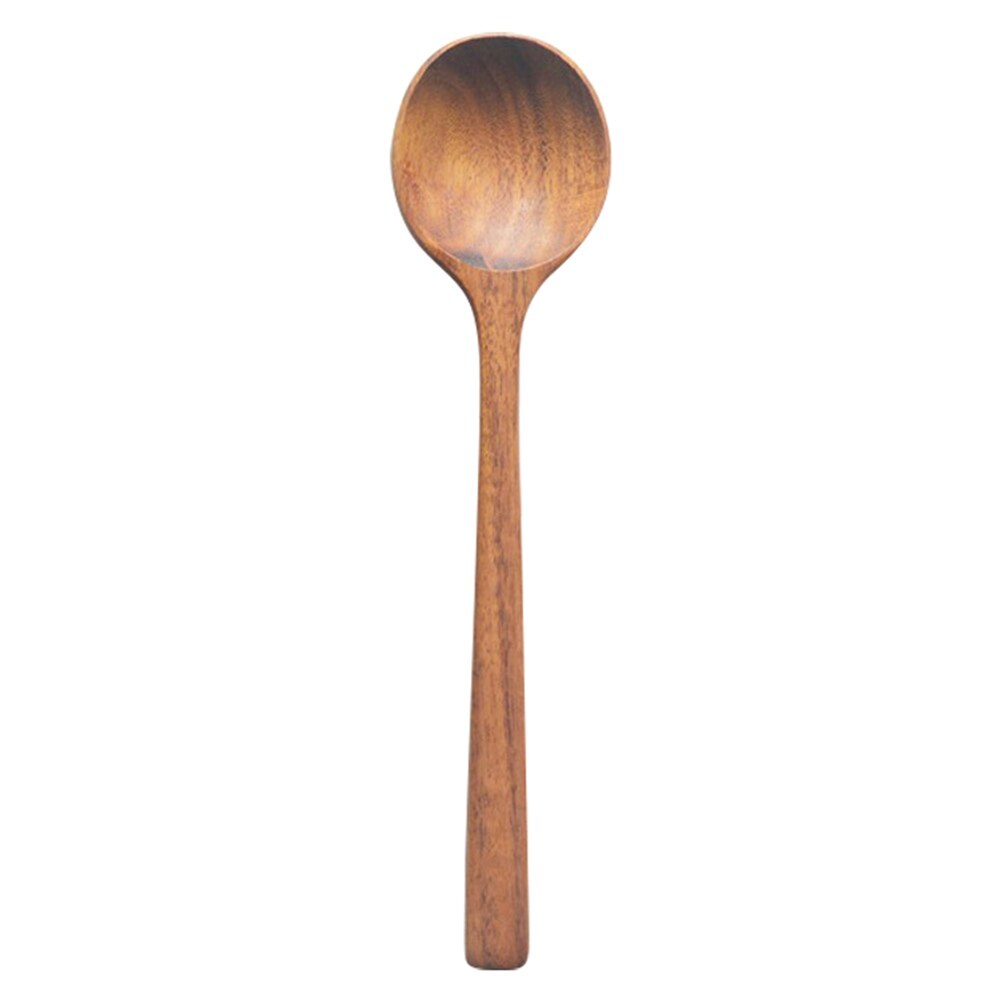 Natural Acacia Kitchen Wooden Spoon Salad Dinner Rice Serving Spoons Wood Fork Spoon Cutlery Tableware Coffee Mixing Spoon: G