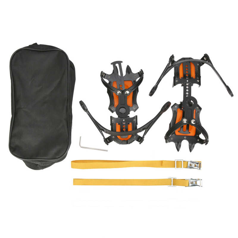 Crampones de acero inoxidable antideslizantes para nieve, cubiertas para zapatos de escalada en hielo, pinzas de tracción, 1 par, 10 dientes