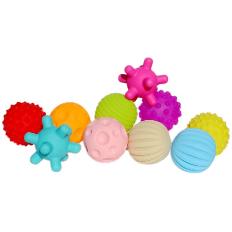 10 st babyleksaker handgripande barn boll mjuk leksak boll baby träning massage mjuka bollar texturerad multi boll set sinnes leksak