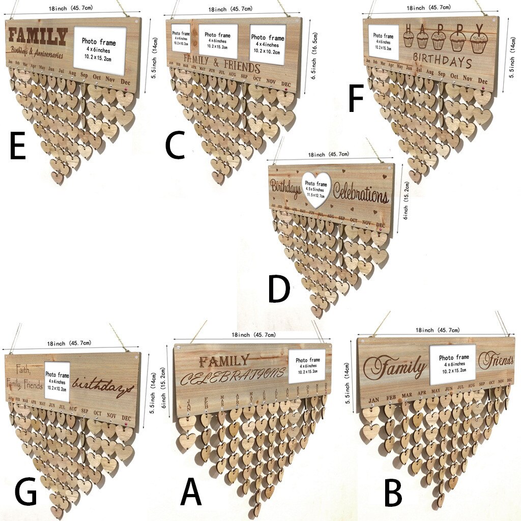 Advent Calendars Wood Birthday Reminder Board Plaque Sign Diy Calendar Photo Frame Message Board Christmas Decorations For Home