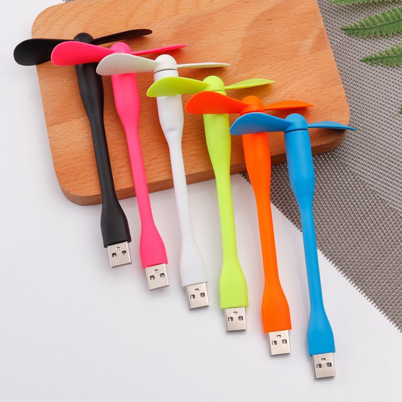 Mini ventilateur USB flexible et pliable avec lumière LED, humidificateur, banque d'alimentation, ordinateur portable, gadget d'été,