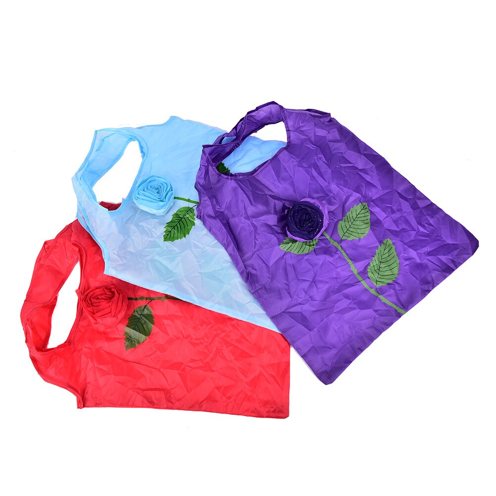 Sac pliable réutilisable à fleurs de rose, sac de courses, sacs d'épicerie de voyage, sacs fourre-tout écologiques pliables, couleur aléatoire