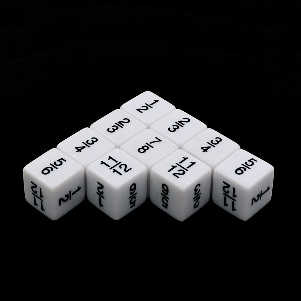 Herramienta de enseñanza auxiliar, símbolo de dados de fracción acrílica, agregar restar, multiplicar, dividir, aritmética, cubo matemático, 10 unids/paquete: Numerator not 1