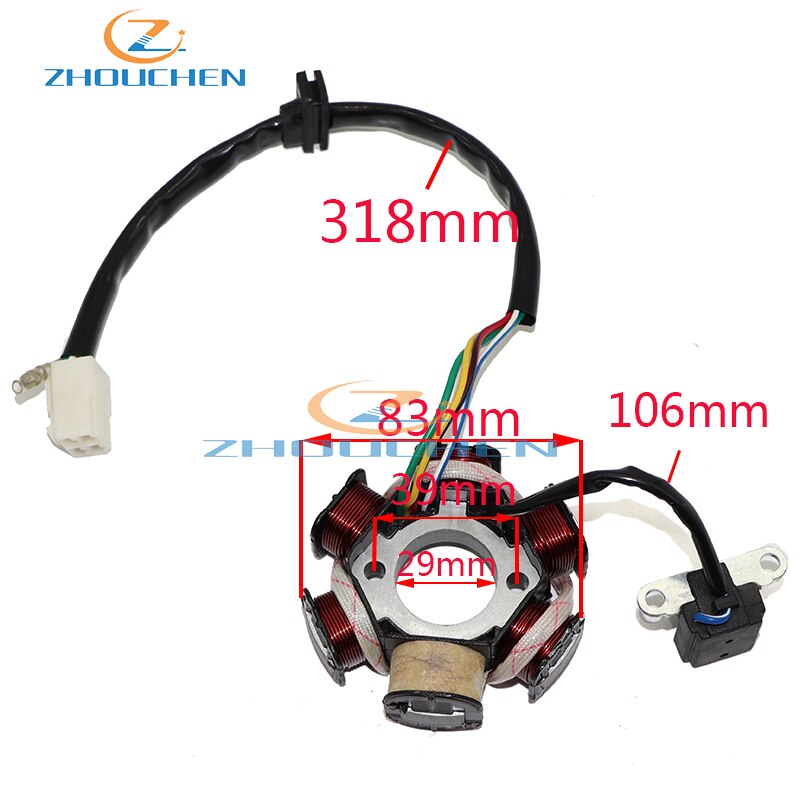 6-Coil Magneto Stator Ignition Generator for GY6 50cc 70cc 90cc 110cc 125cc Moped ATV Dirt Bike Full wave coil