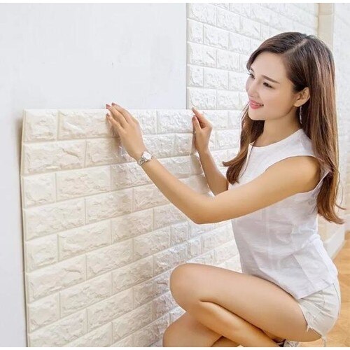 Farvede vægge selvklæbende svamp hvid mursten vægpanel 70 x 77 cm 6 stk hvid stilfuldt hjem og kontor slettes til