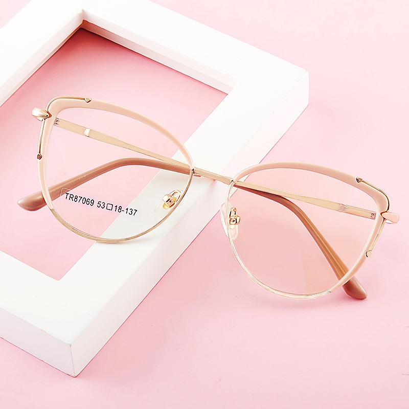 YIMARUILI Retro ojo de gato bloqueo de luz azul gafas graduadas ópticas montura mujer gafas de aleación de 87069