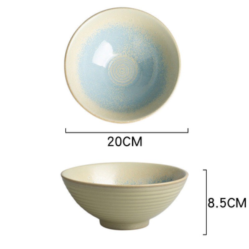 8 Inch Retro Ceramic Ramen Bowl Bamboo Hat Large Soup Bowls Household Fruit Beef Instant Noodle Bowl Japanese Commerce Tableware: K