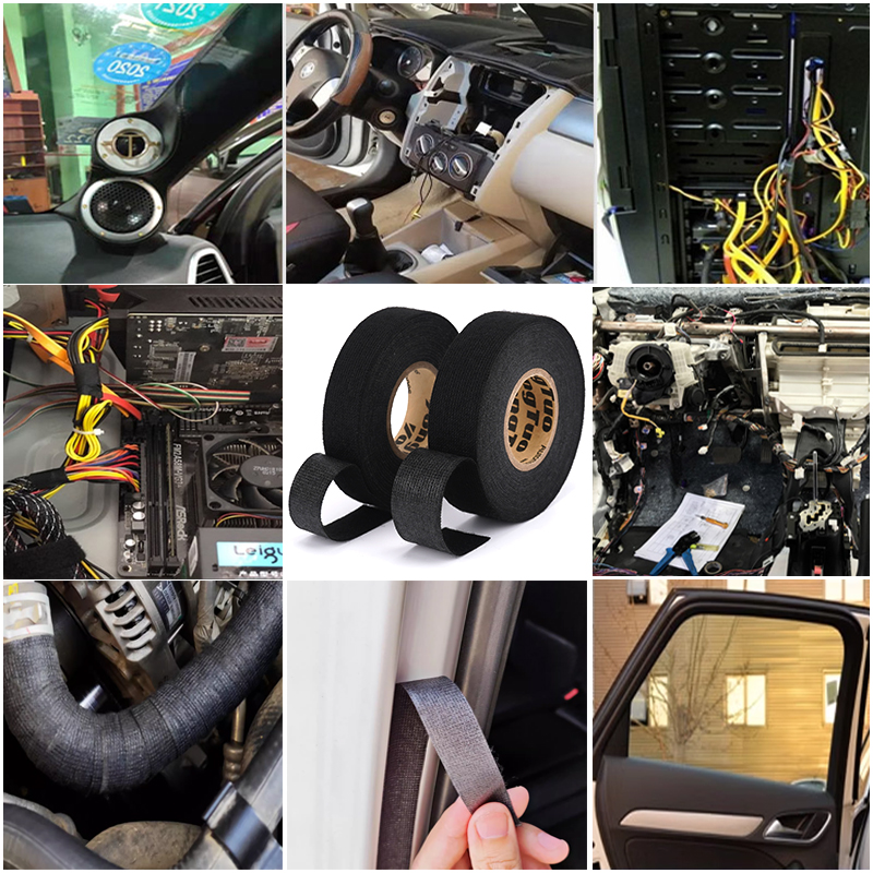 Elektrisk tape varmebestandig ledningstape selvklæbende stoftape vandtæt tape isolerende stoftape til biler 2 ruller