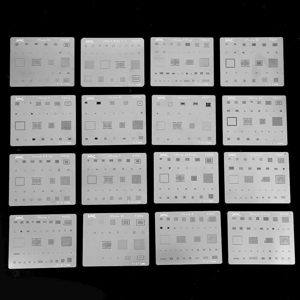 16 stuks vervangende onderdelen platform duurzame reballing stencil kits soldeer sjabloon universele reparatietool voor iphone