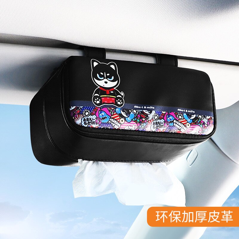 Car Paper Box Sun Visor Car Tissue Cover Hanging Car Tissue Box Car Interior Decoration Supplies Cartoon Modeling: Colorful Erha