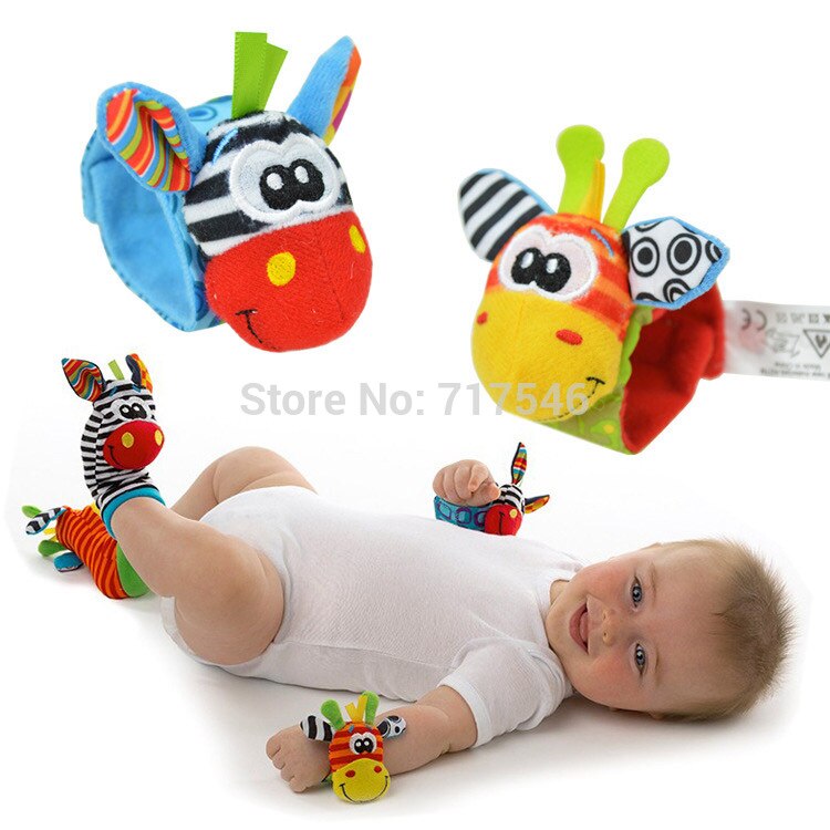4 uds/lote (4 Uds = 2 uds. De cintura + 2 uds. De calcetines), juguetes de sonajero para bebé Sozzy bicho de jardín SONAJA de muñeca y calcetines para pies