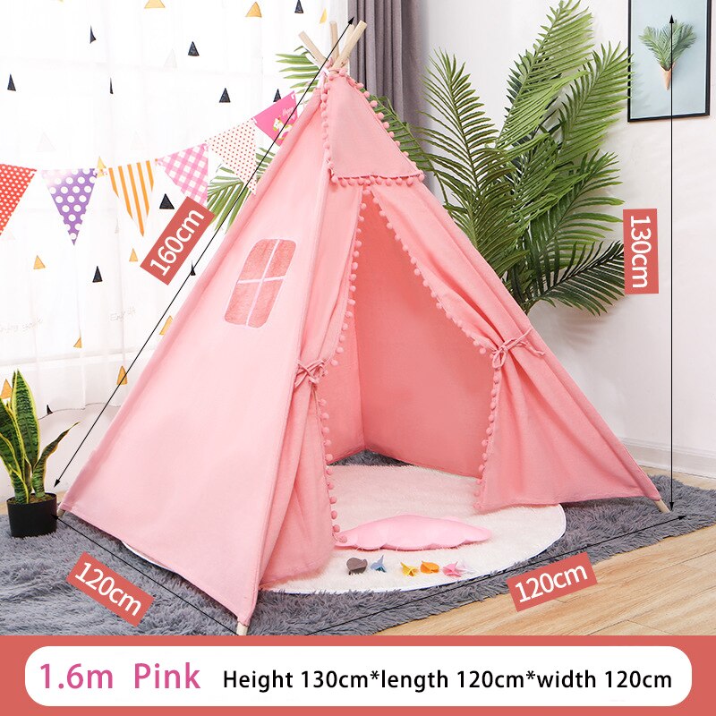 1.6M Children's Tent Wigwam House For Children Foldable Kids Playhouse Tipi Infantil Baby Child Teepee Tent For Kids: XM-WG-003-1.6-Pink